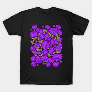 Purple Peonies with Gold Leaves T-Shirt